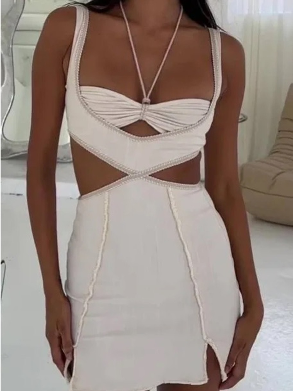 Cutout Mini Dress in White